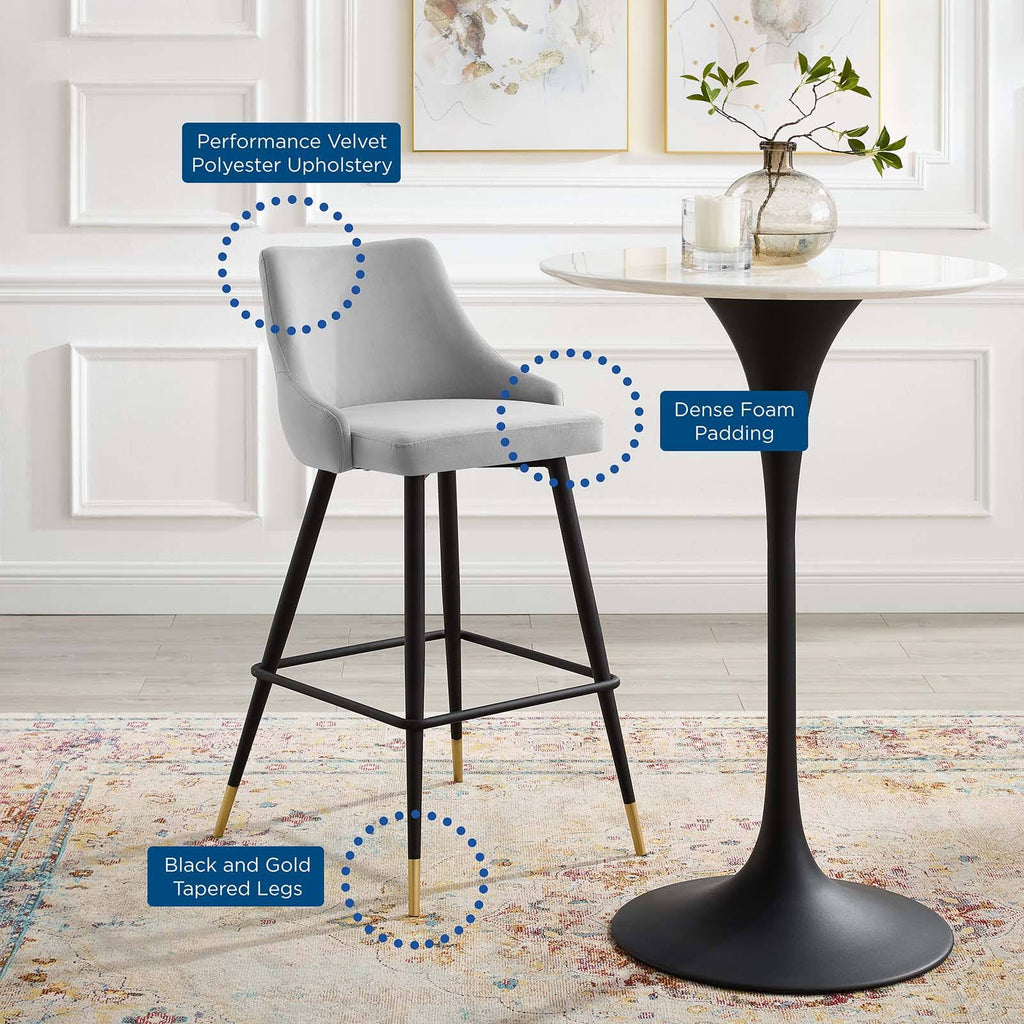 Light Gray Performance Velvet Bar Stool Set of 2 C1998