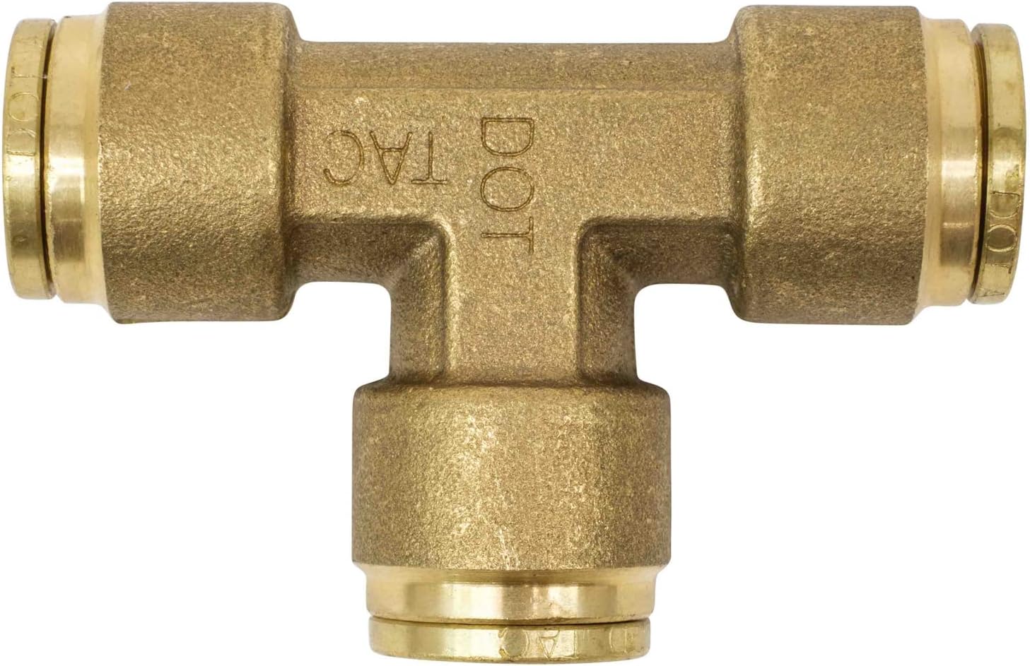 3/8" Tube OD Brass Push to Connect Union Tee Air Brake Tube Fitting (5 Pack) V199