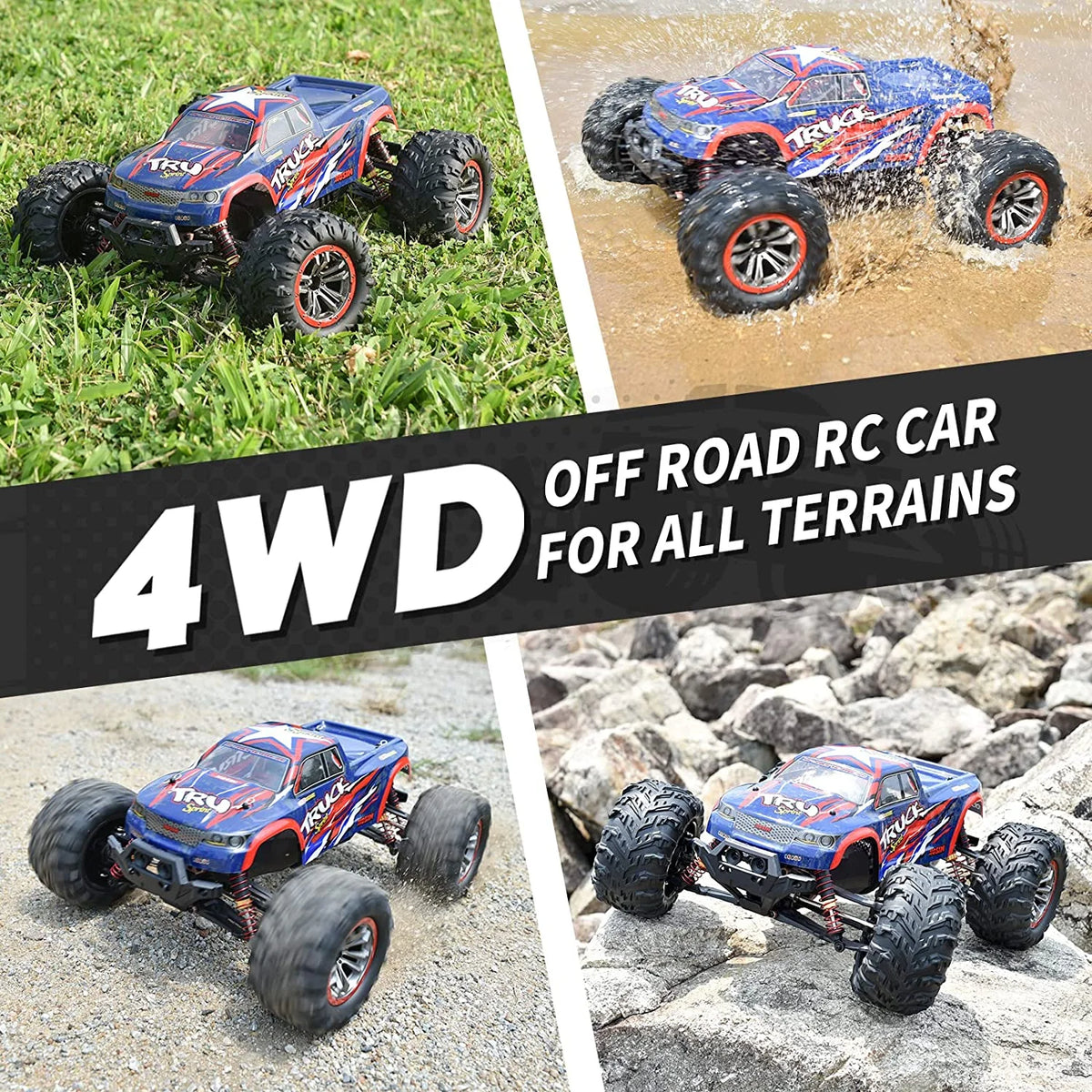 1:10 4WD RC Monster Truck, 48+ KMH, 2 Batteries P194