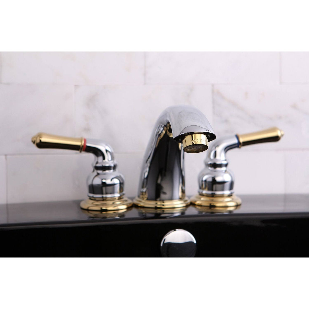 Polished Chrome Polished Brass Widespread Bathroom Faucet B1680
