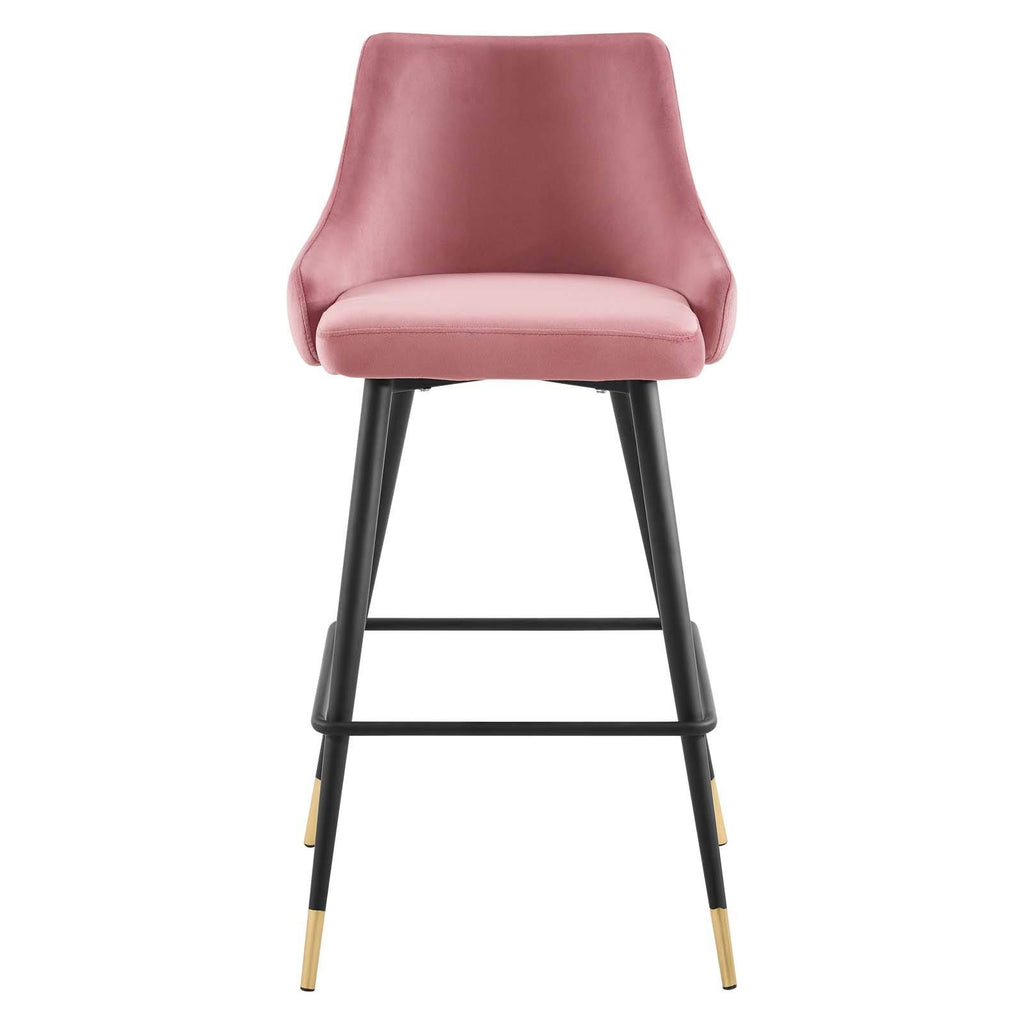 Light Gray Performance Velvet Bar Stool Set of 2 C1998