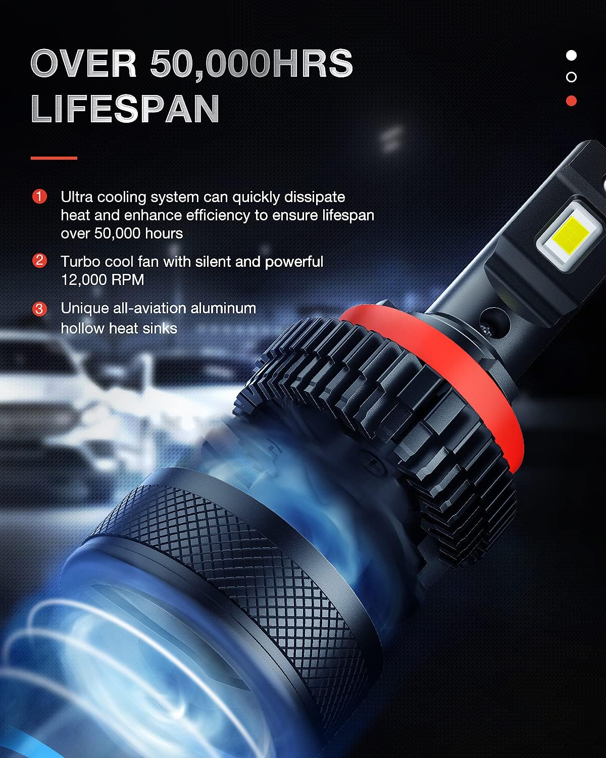 H11 LED Headlight Bulbs, 6000K Cool White, 2-Pack E74233
