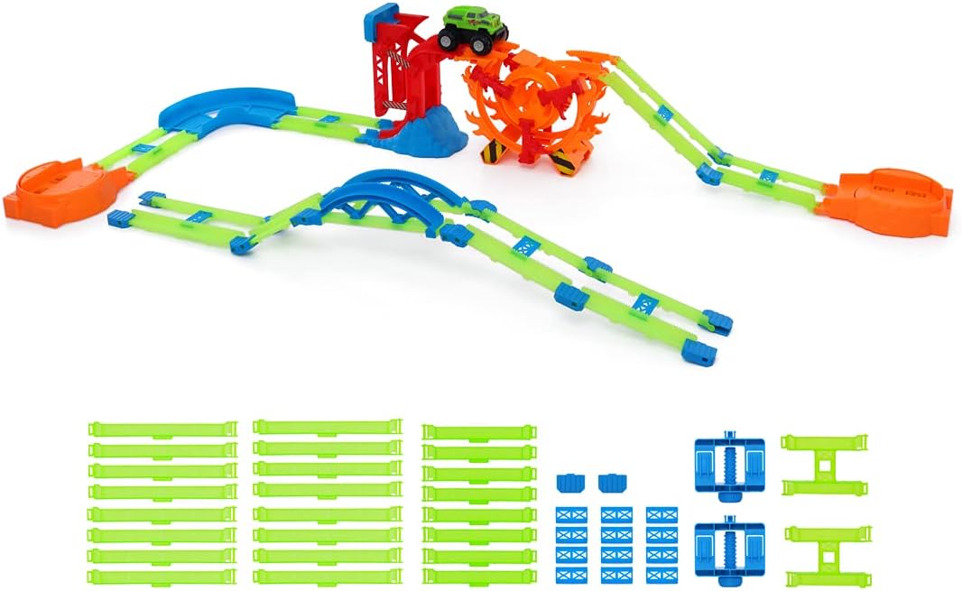 46 Pcs Glow in The Dark Race Car Track Set R136930