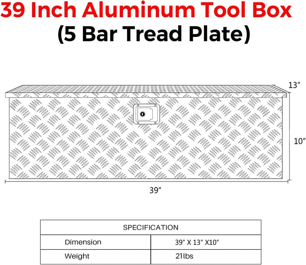 Truck Bed Tool Box with Lock Latch, 24 X 17 X 18 Inch Aluminum Black P447004