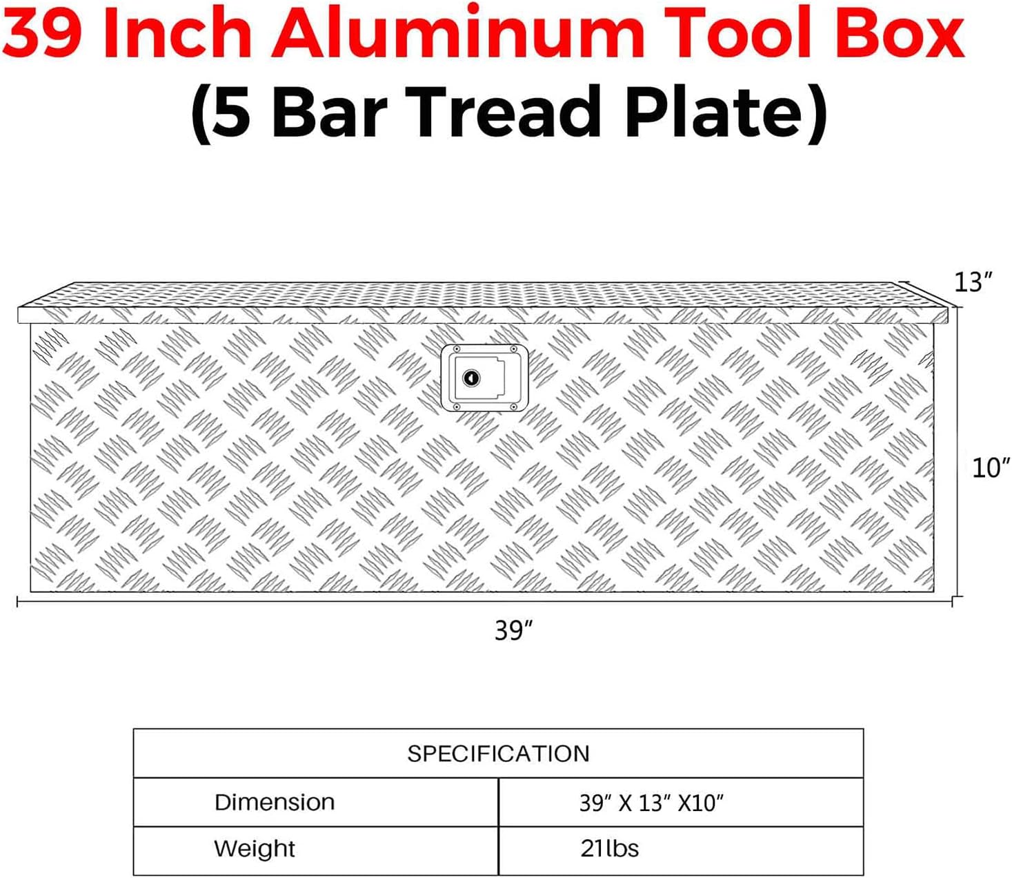Truck Bed Tool Box with Lock Latch, 24 X 17 X 18 Inch Aluminum Black P447004