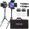 2-Pack RGB LED Video Light Kits with Remote Control 40W Bi-Color Variable CRI 96+ with Stands & Bag R4619