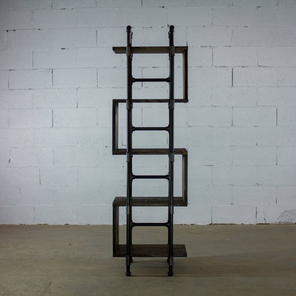 Brushed Brass Gray Natural Etagere Bookcase F780696