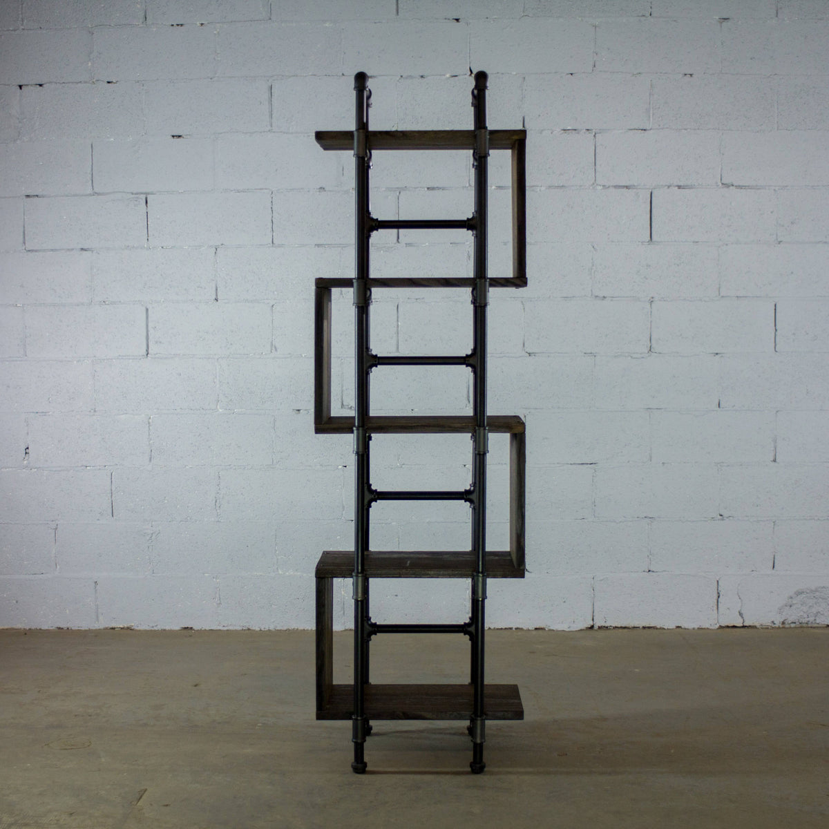 Brushed Brass Gray Natural Etagere Bookcase F780696