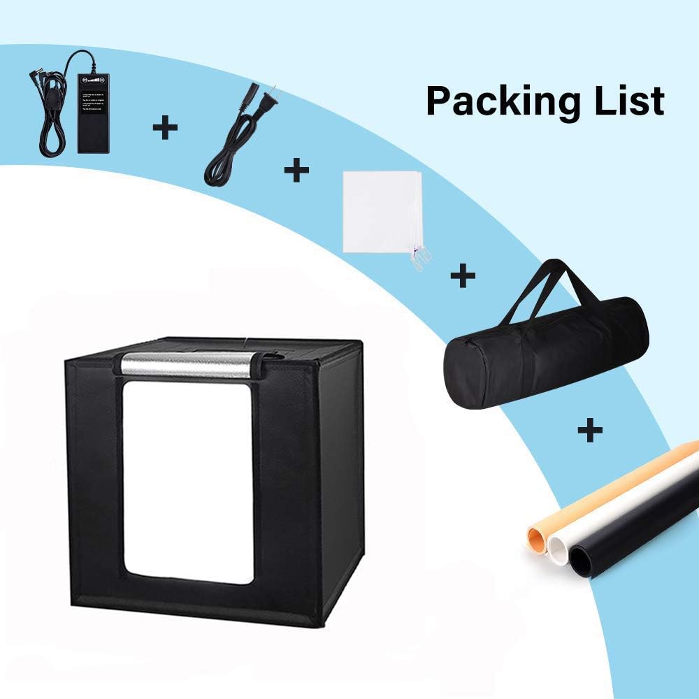 Portable 24 x 24 Inch Photo Studio Light Box with LED Lights and 3 Color Backdrops T6049