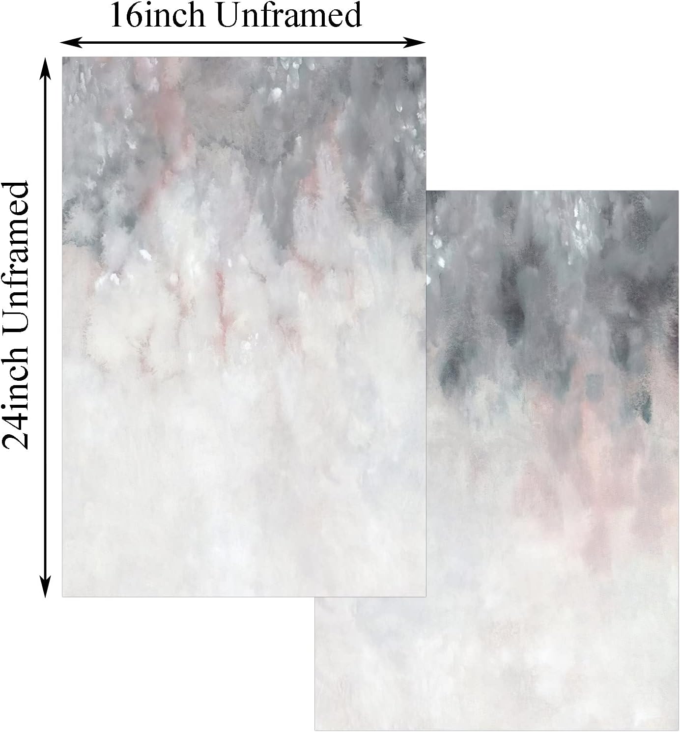 Abstract Gray White Pink Canvas Painting 16x24inchx2 No Frame E468