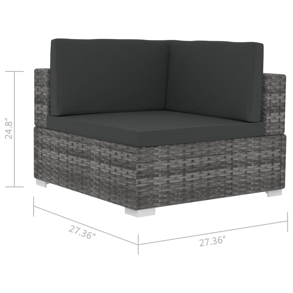 Gray Poly Rattan Patio Sofa Set with Cushions S192819