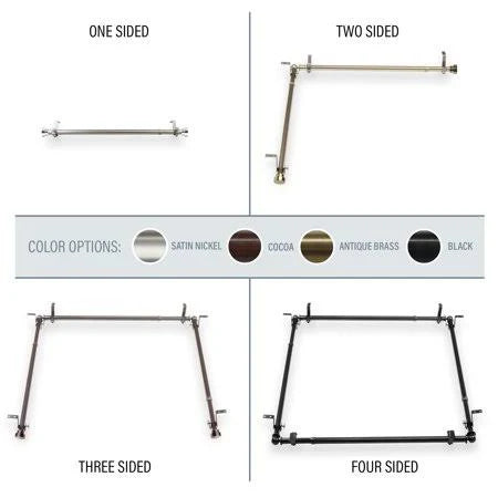 Multi Angle Ceiling Rod Room Divider Bedroom Canopy Adjustable 66-120 inch Satin Nic H45803