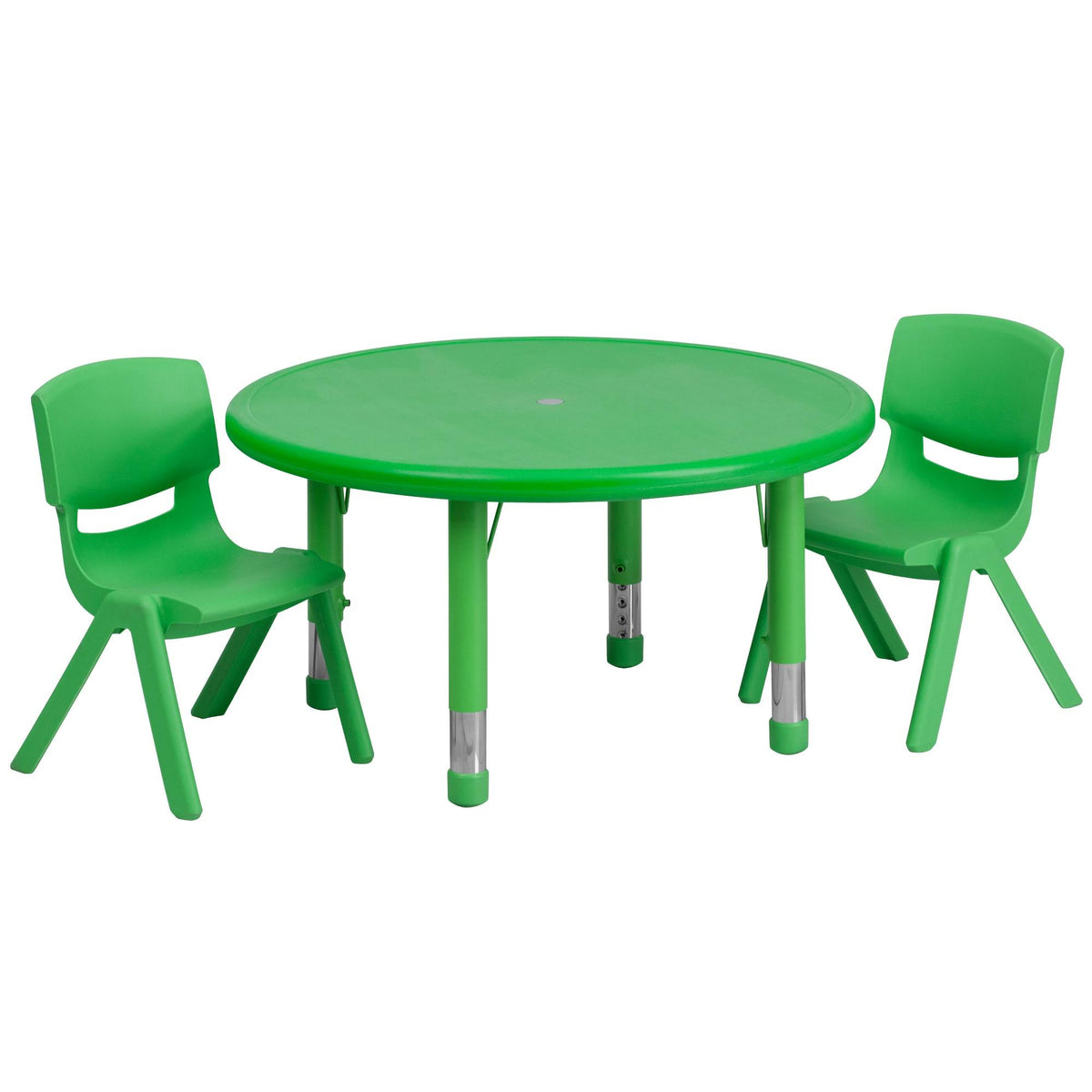 Green Plastic Adjustable Activity Table Set with 2 Chairs Z828837