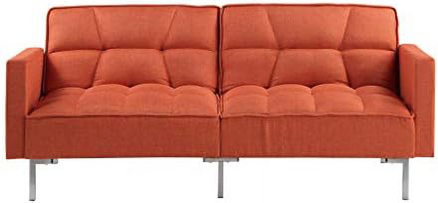 Modern Linen Convertible Futon Sofa Bed with 2 Pillows T967294