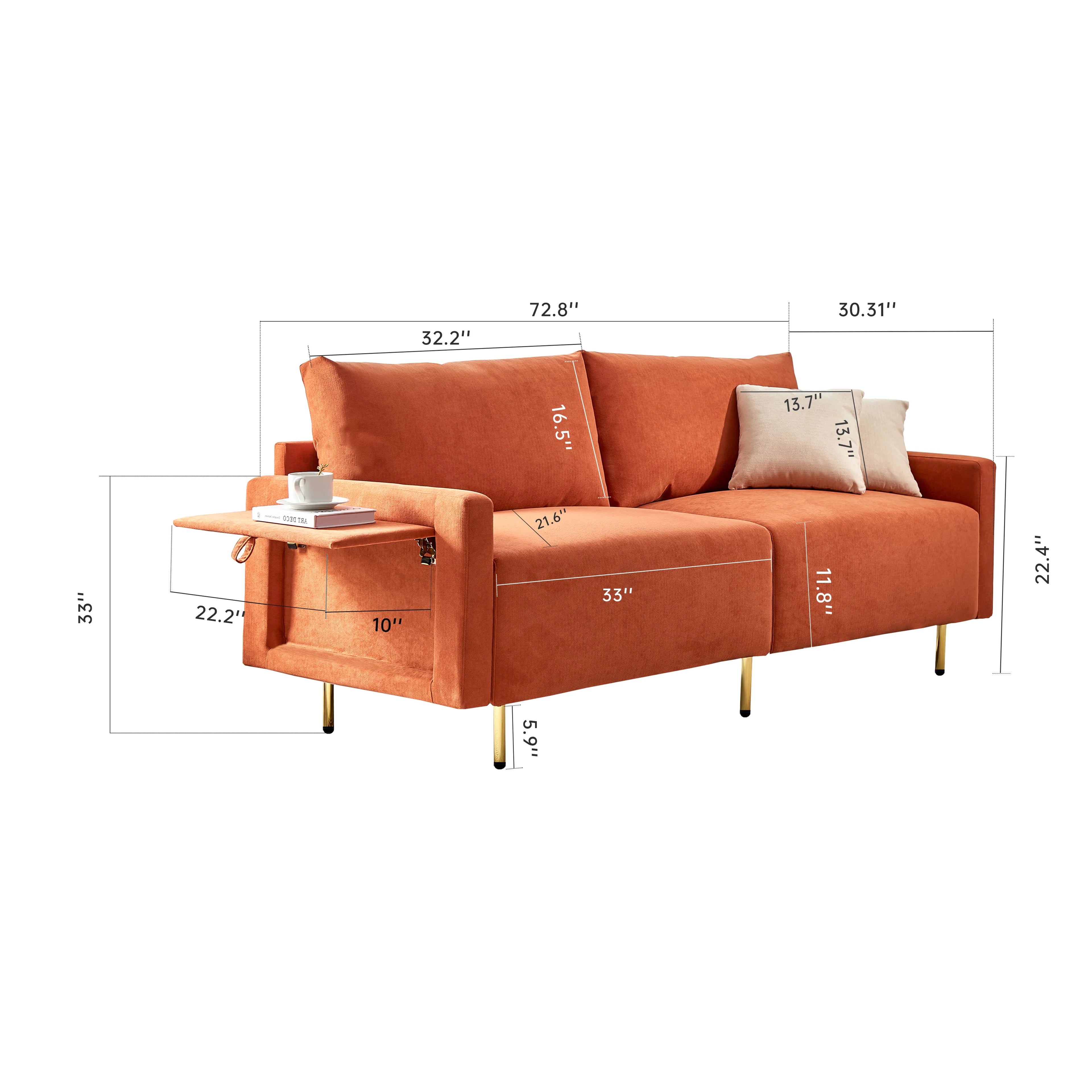 Navy Blue Upholstered 2-Seat Loveseat Sofa U547
