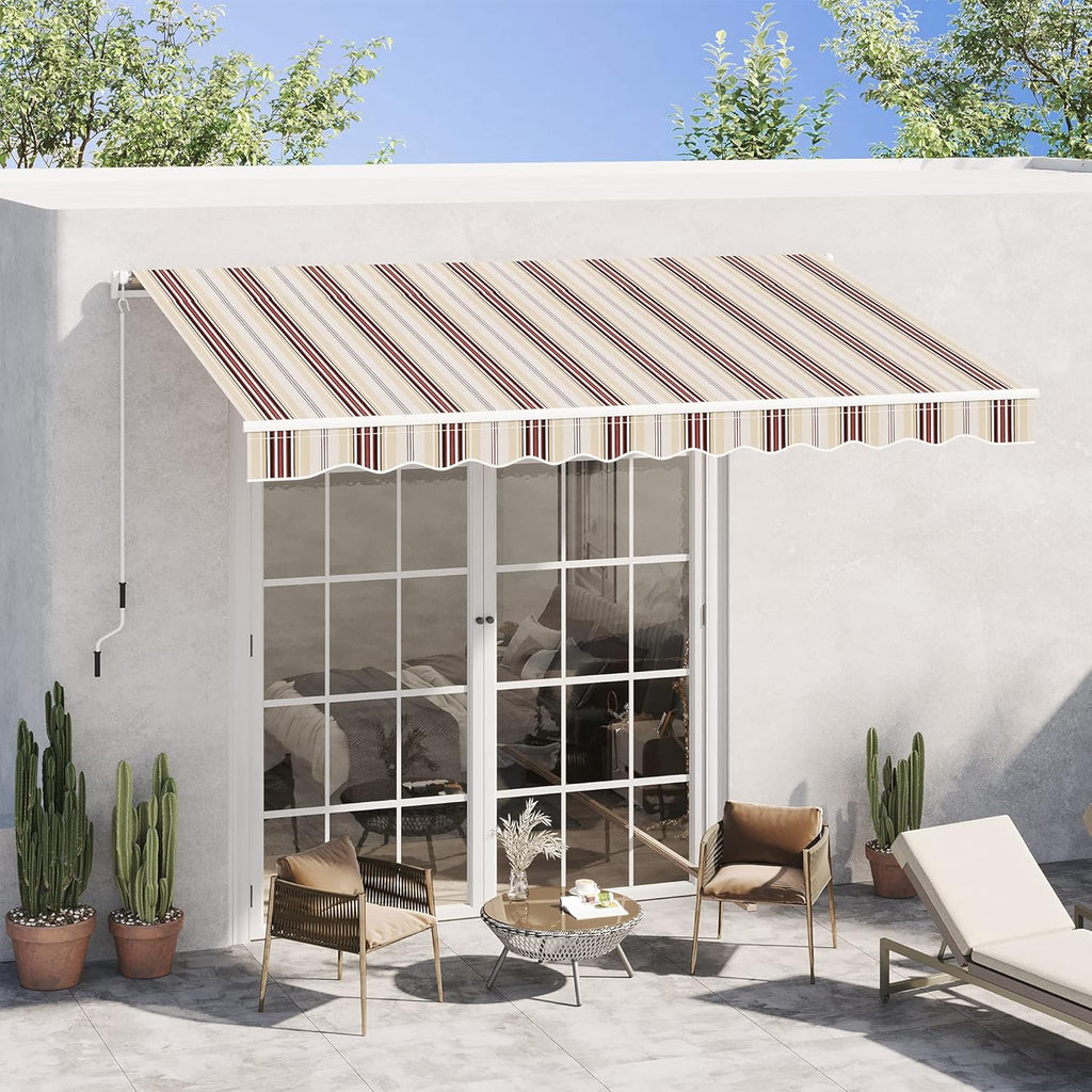 Red Manual Retractable Patio Awning with Canopy T210108