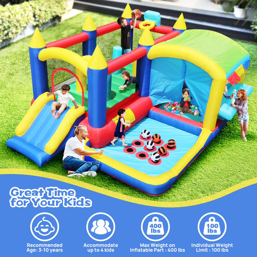 7 in 1 Inflatable Bounce House with Ball Pit & Basketball Hoop N8449