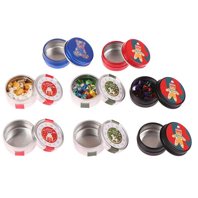 1:12 Dollhouse Miniature Christmas Cookies Biscuit Candy Gift Box Tin Box Model Toy J495