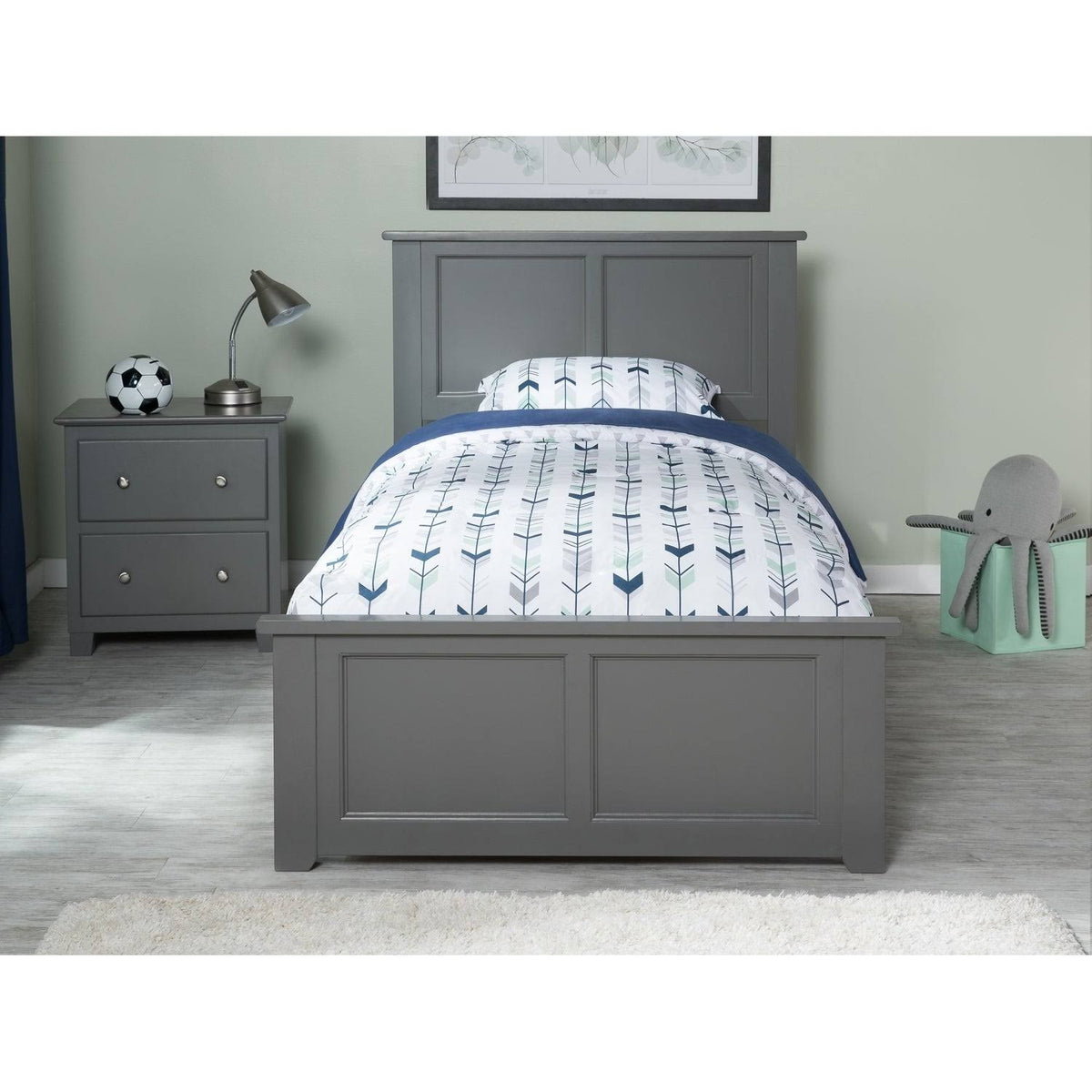 Twin Traditional Bed with Foot Board in Atlantic Grey D60596