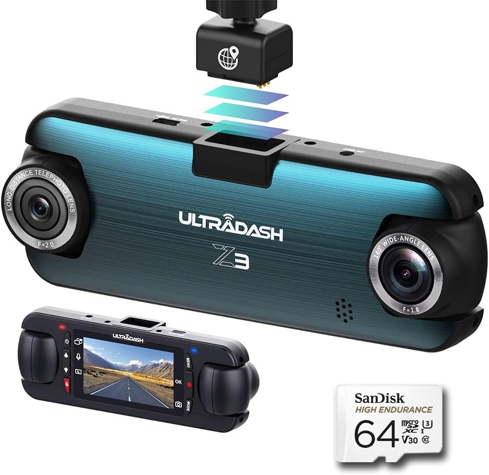 Dual Lens Dash Cam with 64GB SD Card E170678