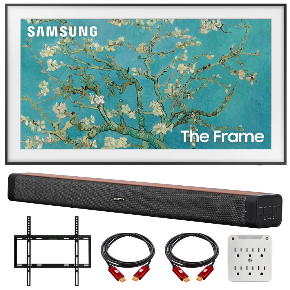 32 inch QLED HDR 4K Smart TV Bundle with Soundbar, TV Wall Mount Bracket and Surge Adapter O221