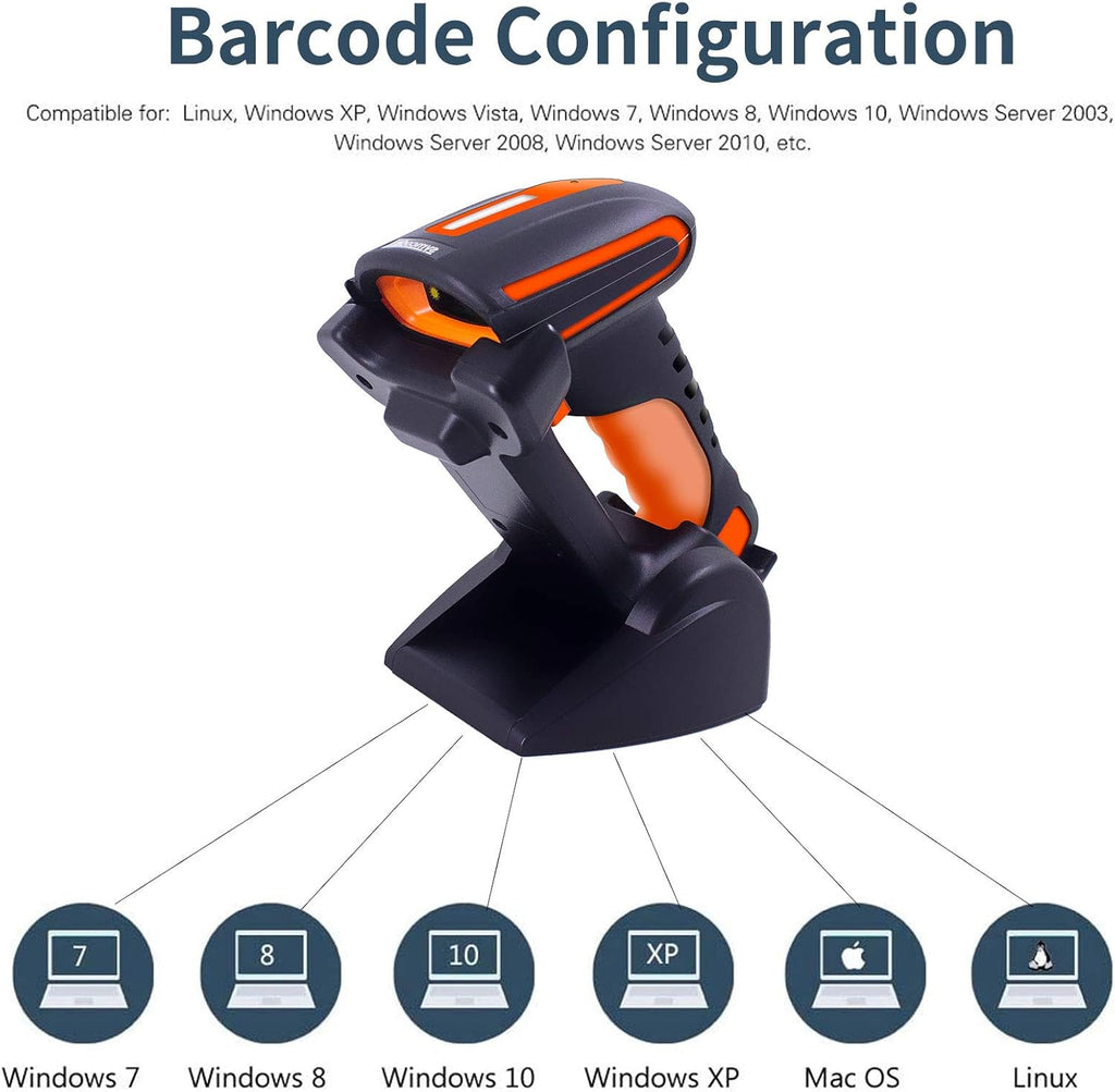 Bluetooth 2D QR Barcode Scanner with Stand, Dustproof and Waterproof, Pack of 2 L2350