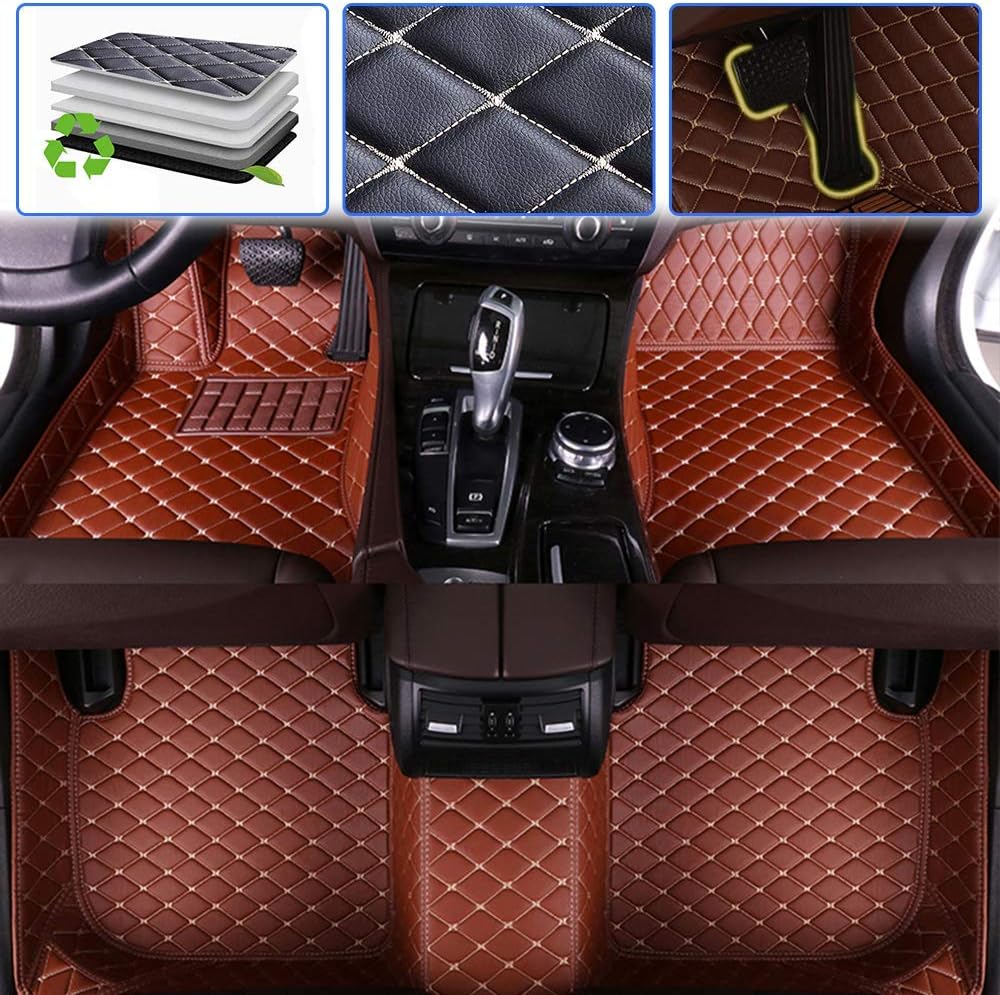 Black Beige Waterproof Anti-Skid Full Coverage Car Floor Mats Z636145