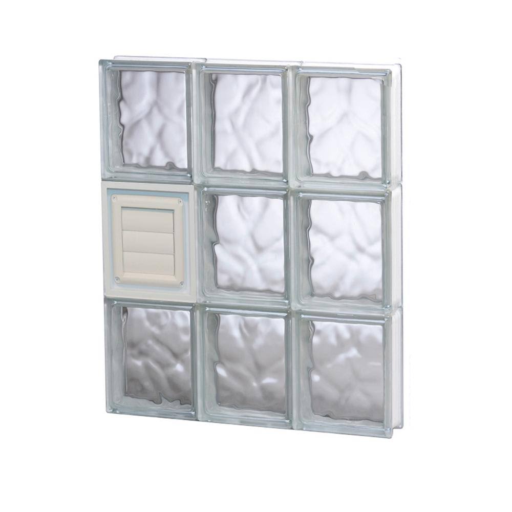 Frameless Wave Pattern Glass Block Window with Dryer Vent E586176