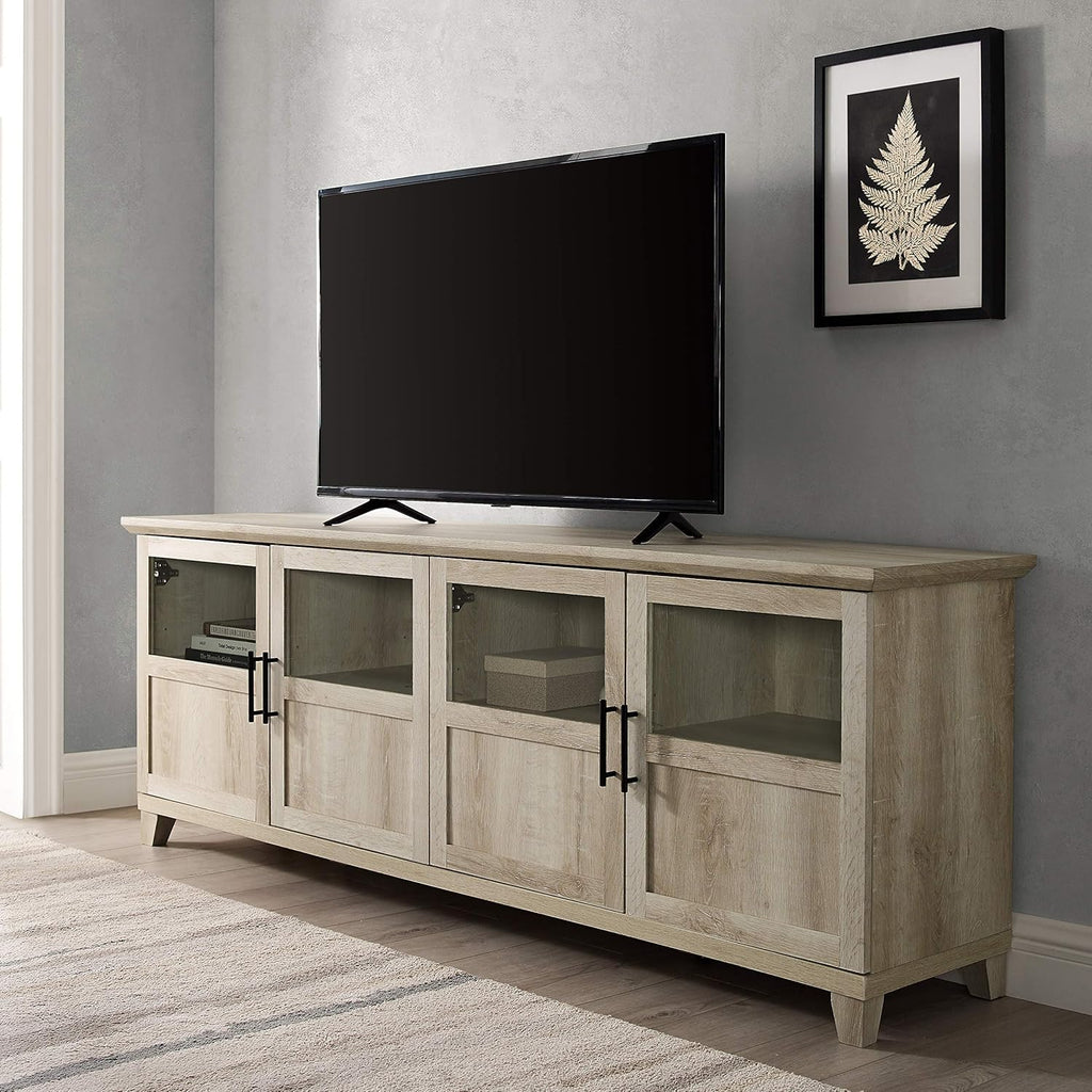 White Oak 70 Inch Glass and Wood TV Stand L338