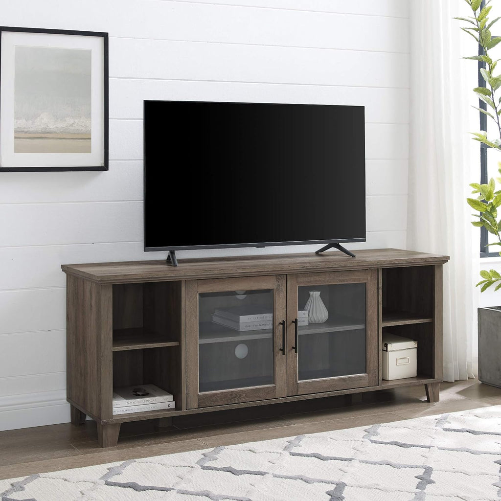 White Oak 70 Inch Glass and Wood TV Stand L338