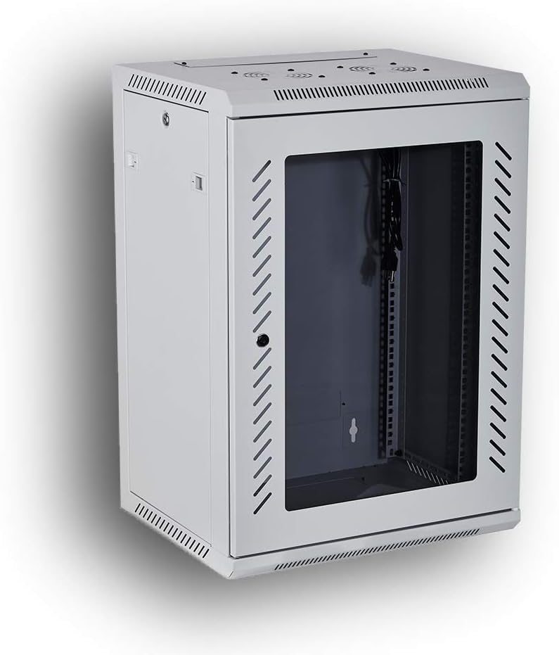 Wall Mount Rack Server Cabinet 19-Inch Network Enclosure with Locking Glass Door 16-Inches Deep B33699