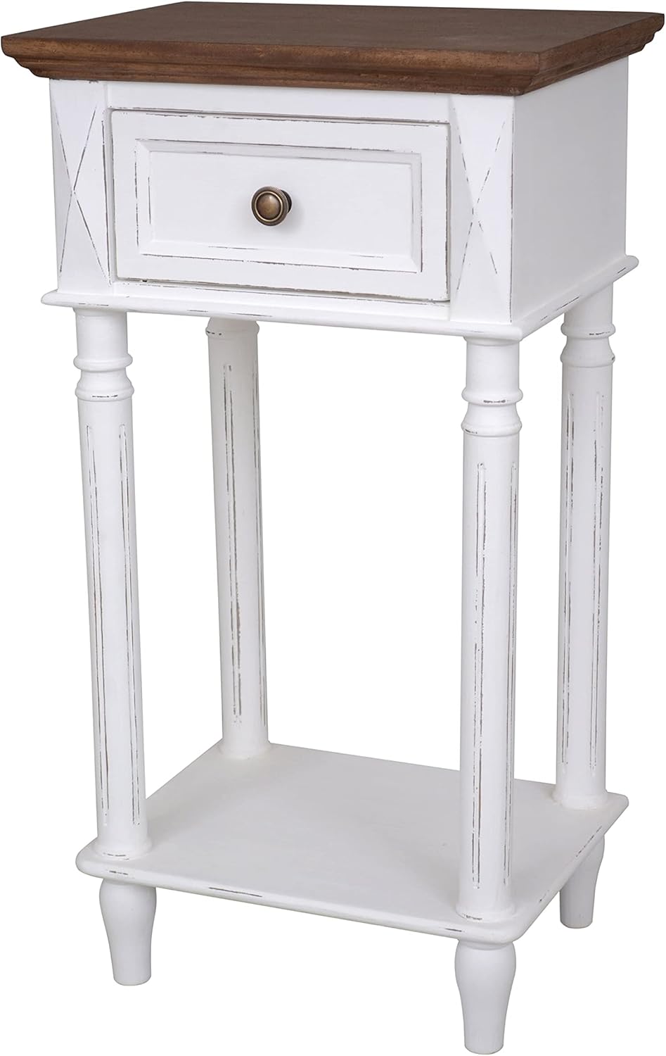 Antique White One-Drawer Lamp Table V482