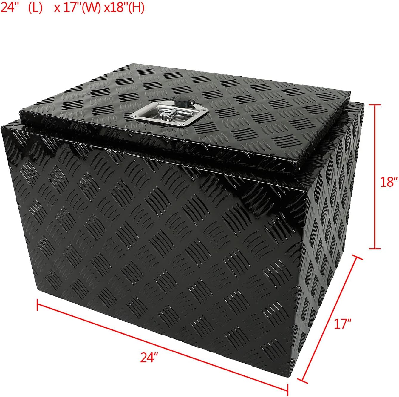 Truck Bed Tool Box with Lock Latch, 24 X 17 X 18 Inch Aluminum Black P447004