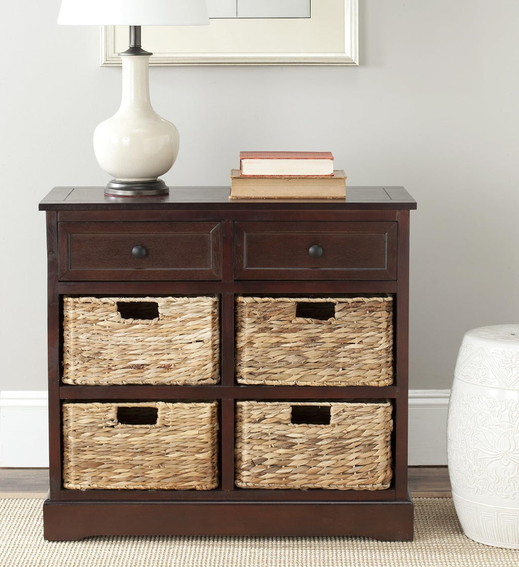 Whitewash Wicker Basket Storage Unit L27344