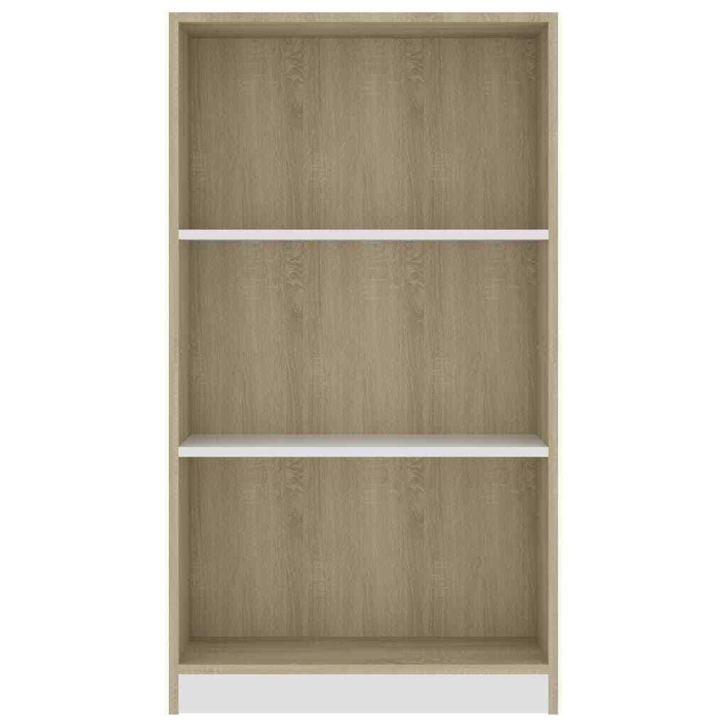 3-Tier Book Cabinet White and Sonoma Oak Chipboard S99919