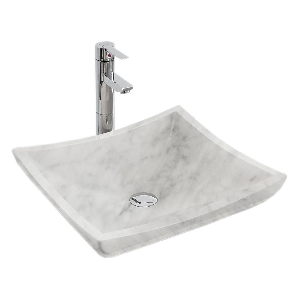 White Carrera Marble Vessel Bathroom Sink K107