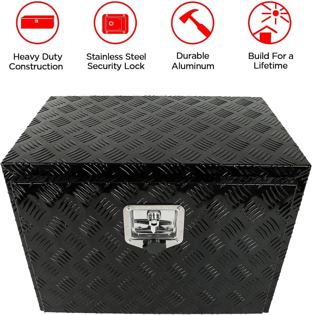 Truck Bed Tool Box with Lock Latch, 24 X 17 X 18 Inch Aluminum Black P447004