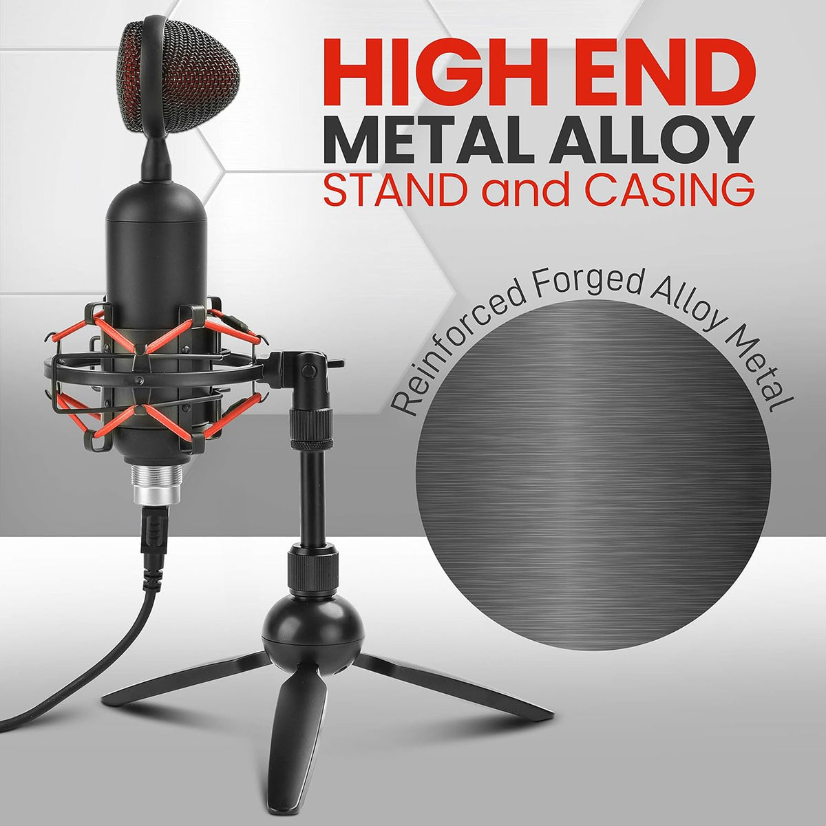 USB Cardioid Condenser Microphone with USB Cable, Built-in Pop Filter, Adjustable Desktop Stand N241581