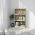 3-Tier Book Cabinet White and Sonoma Oak Chipboard S99919