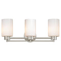 Satin Nickel Bathroom Light with White Glass F74688