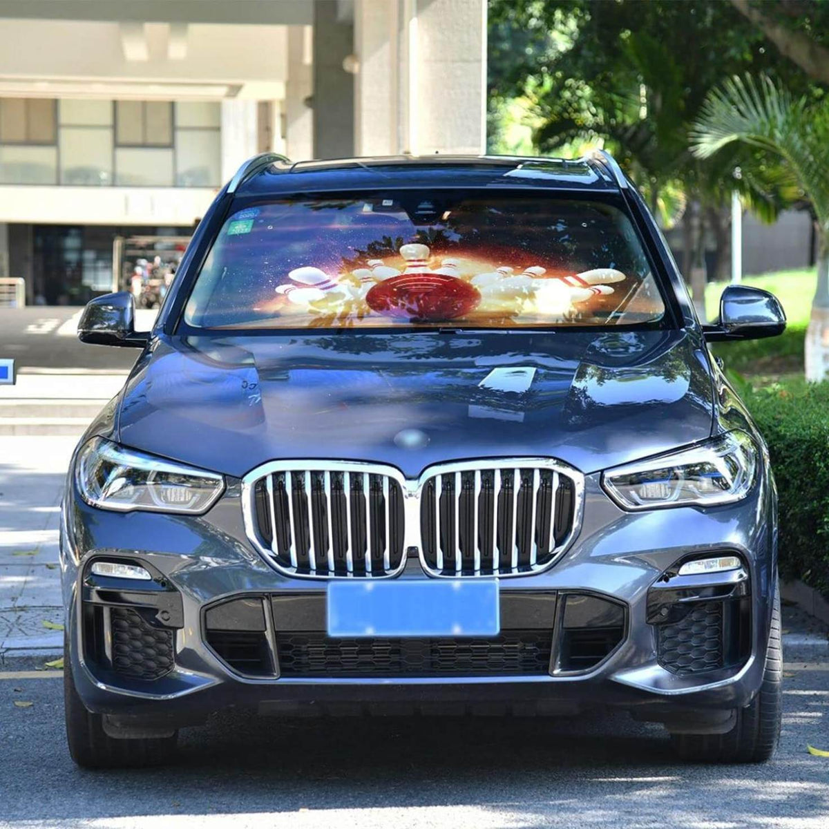 Bowling Strike Hit Fire Explosion Windshield Sun Shade 55×27.6in H2015