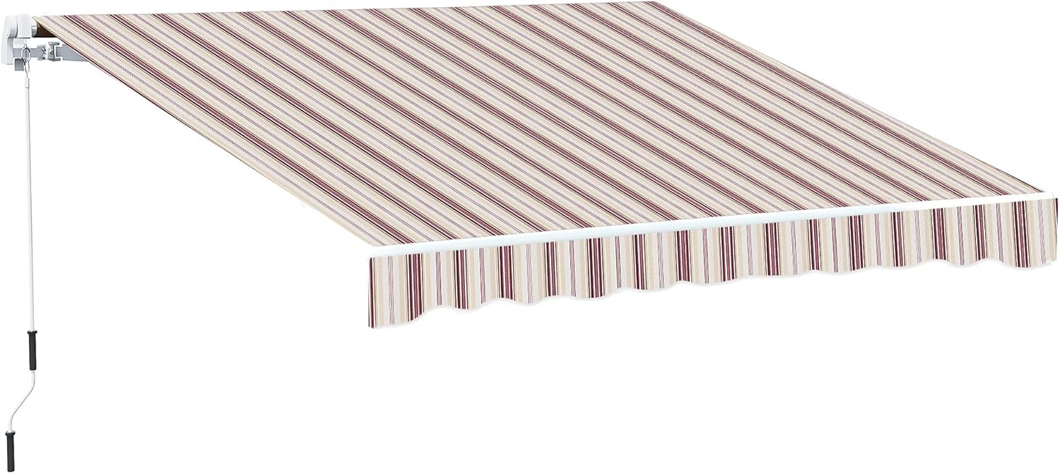 Red Manual Retractable Patio Awning with Canopy T210108