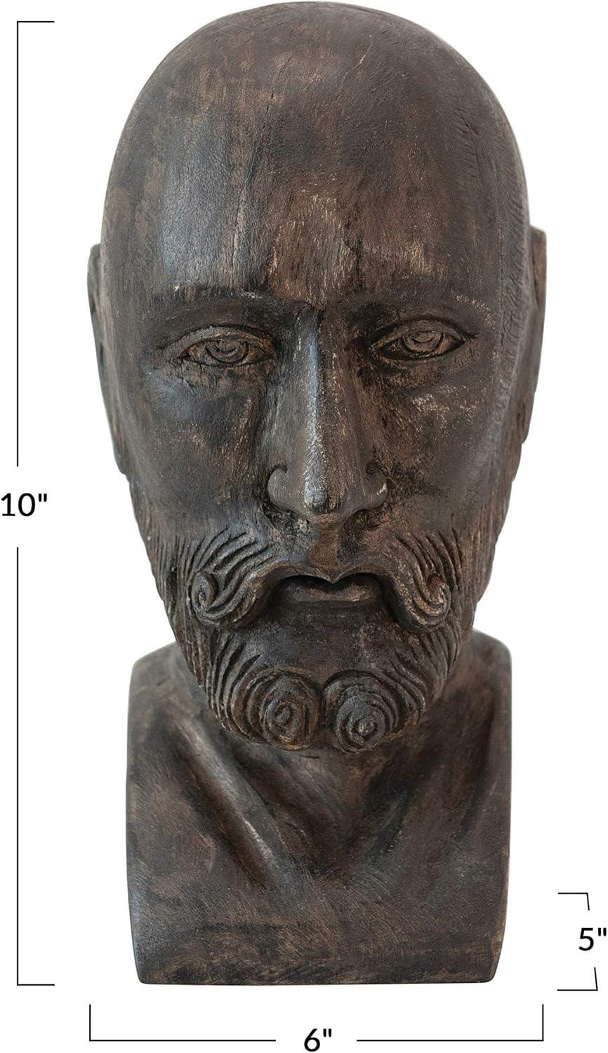 Hand-Carved Mango Wood Bust R648