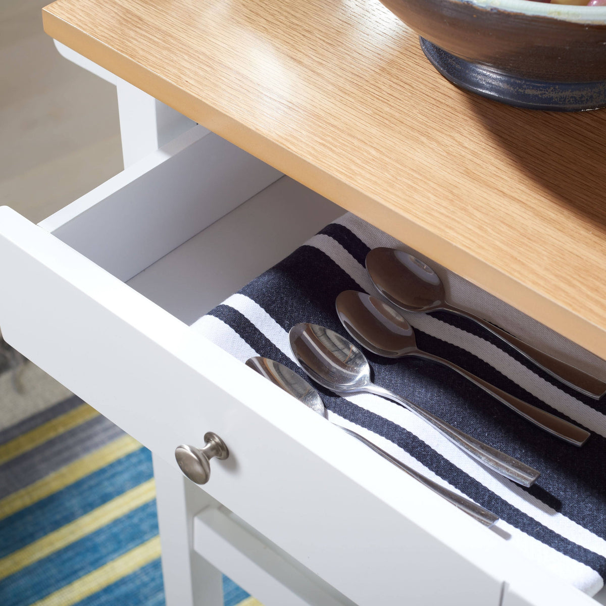 White 2 Drawer 3 Shelf Kitchen Cart C56709