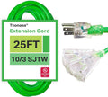 50 Foot Yellow 10/3 SJTW 10 Gauge Outdoor Extension Cord with 3 Outlets W6279
