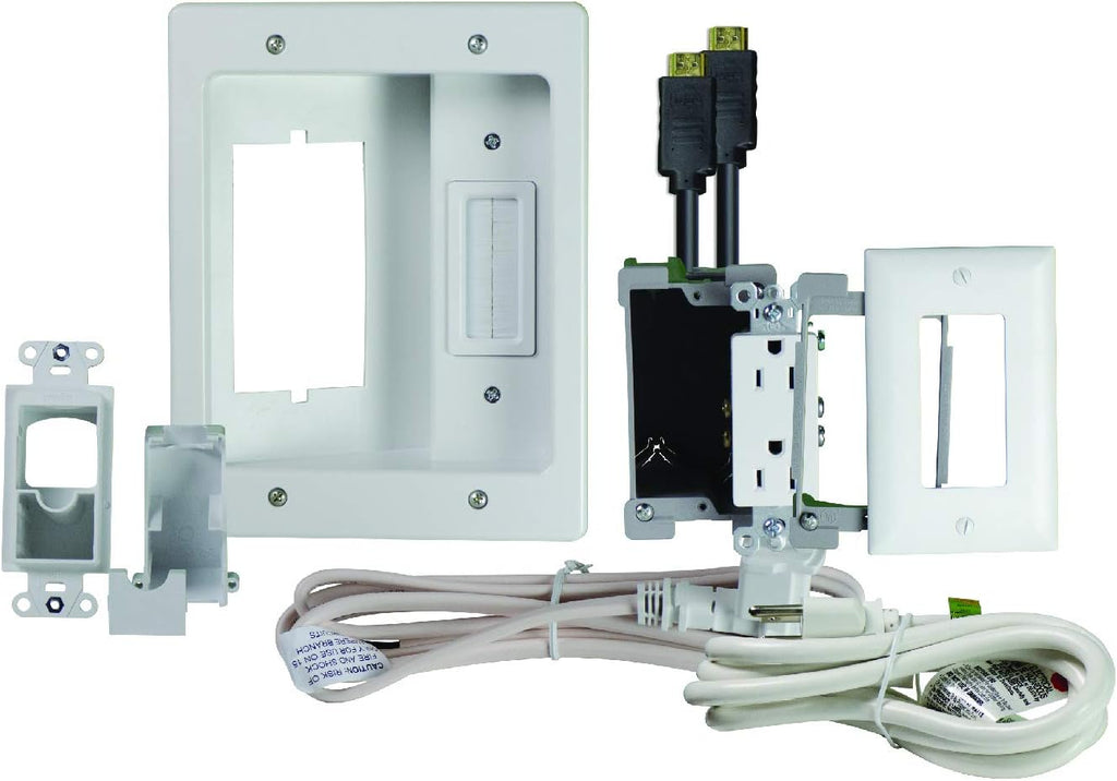 White Recessed In Wall TV Power Cable Management Kit, Pack of 2 D484687
