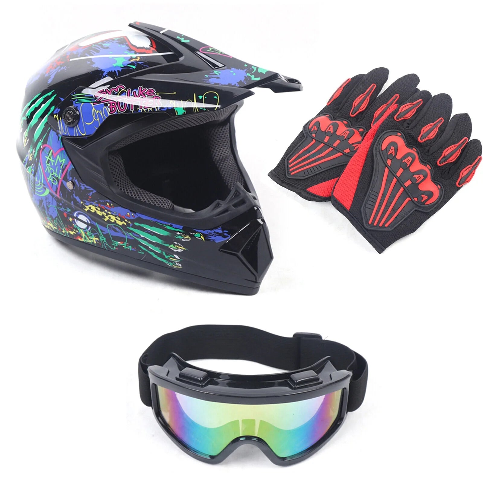 DOT Motocross Helmet Gloves Goggles Combo R5305