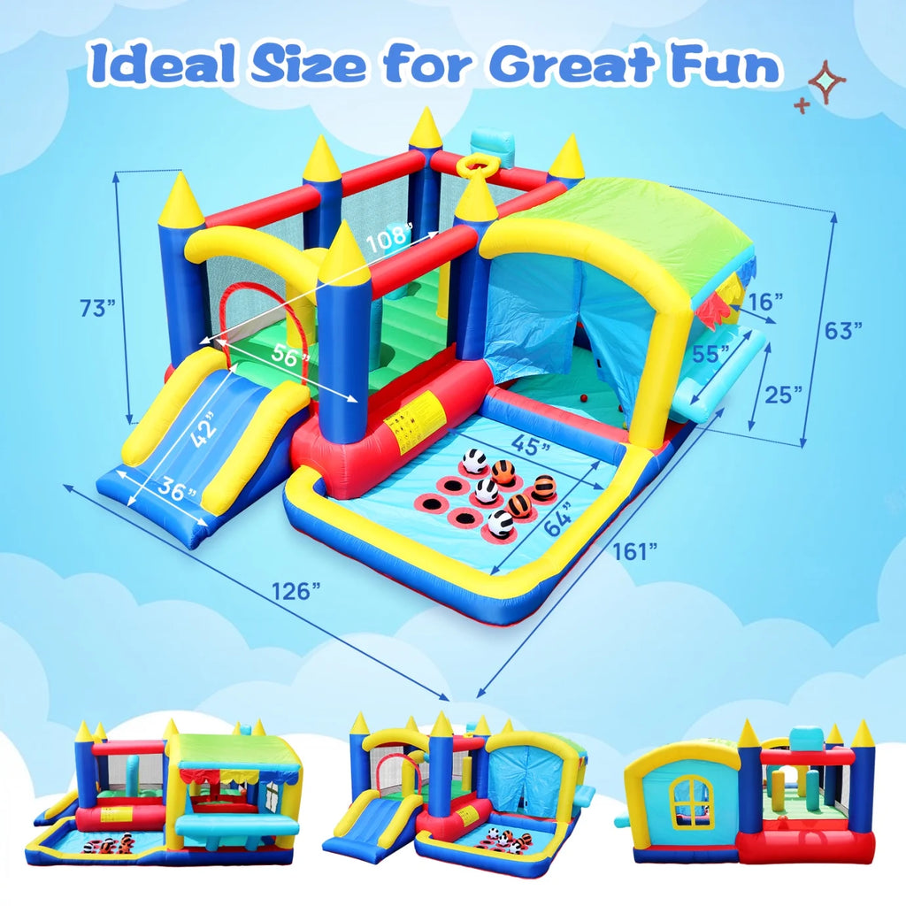 7 in 1 Inflatable Bounce House with Ball Pit & Basketball Hoop N8449