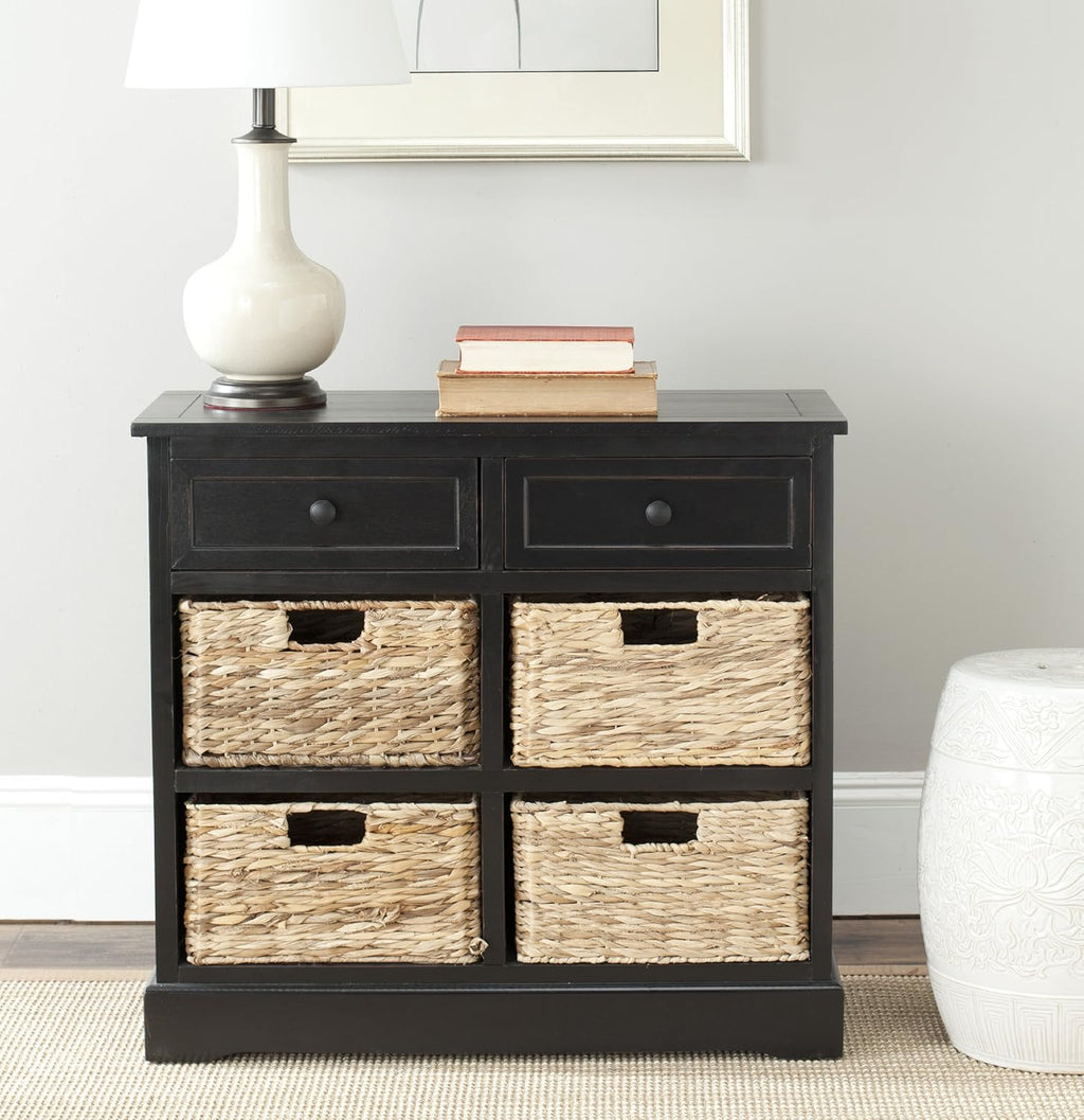 Whitewash Wicker Basket Storage Unit L27344