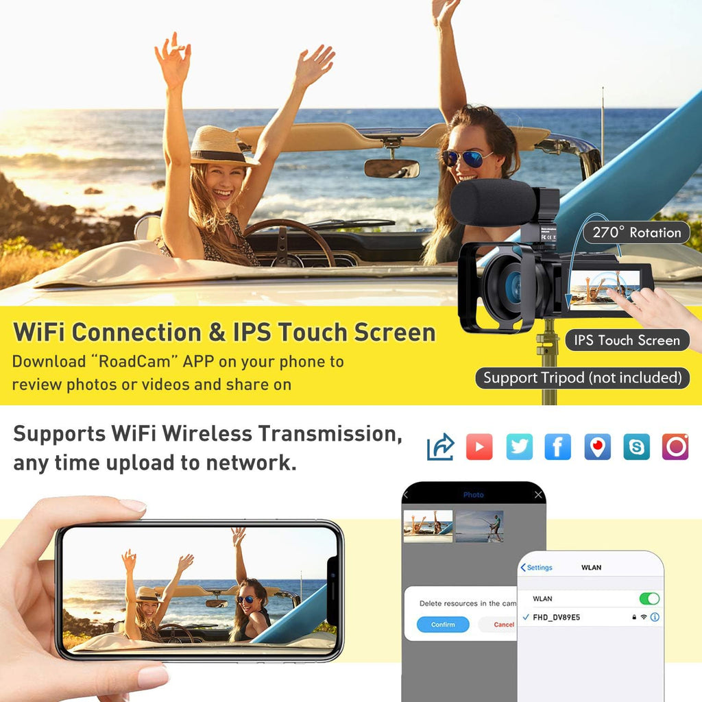 4K Video Camera WiFi Camcorder with 16X Digital Zoom B485